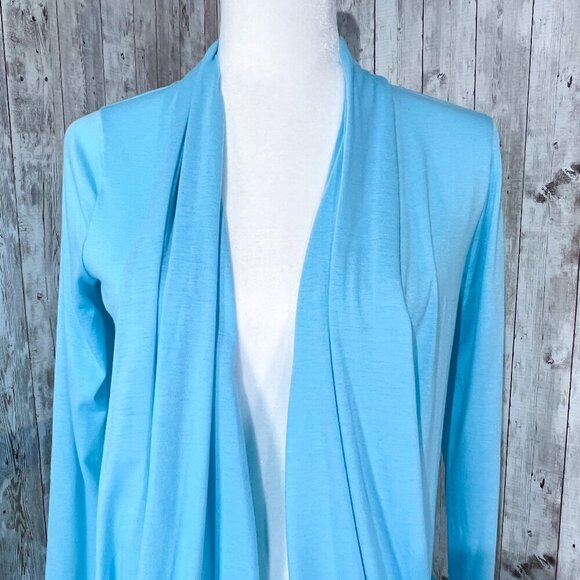 Grass Collection Open Front Cardigan | Blue | Lightweight | Medium | 3/4 Sleeve - Picture 5 of 9